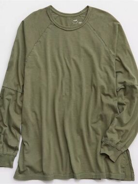 Aerie Cozy Long Sleeve Oversized Boyfriend T-Shirt Tee